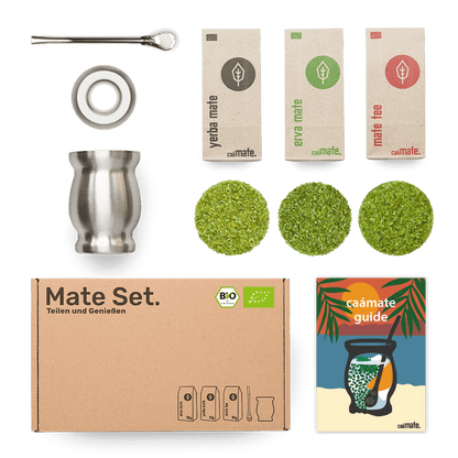 Mate Tee Set Edelstahl Matebecher silber caámate