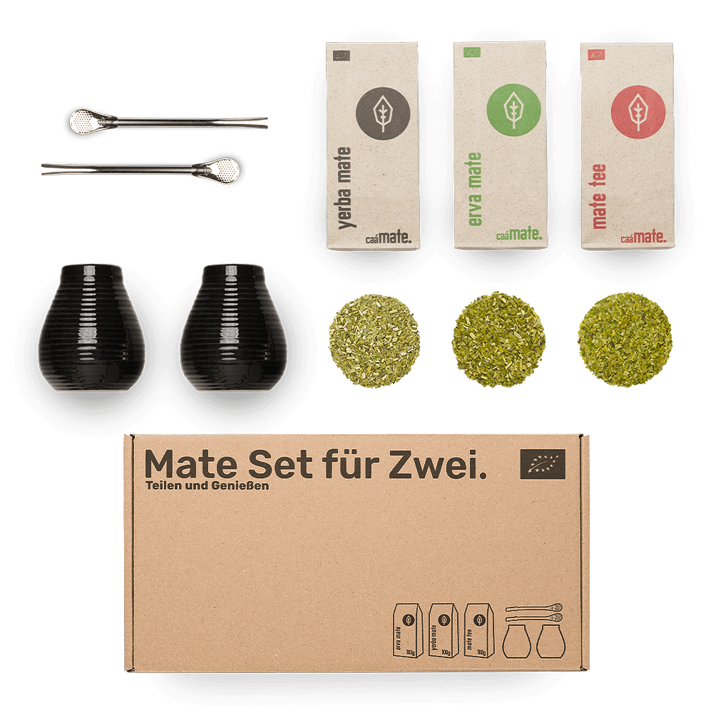 Mate Set Keramik schwarz für 2 Personen